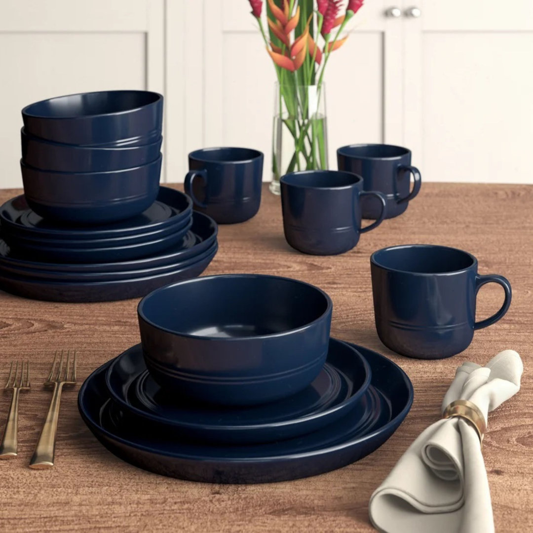 Double Line 16-Piece Dinnerware Set, Service for 4